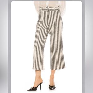 Alexia Admor Caden Navy Ivory Tweed Stripe Wide Leg Crop Pants size 14